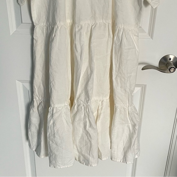 New! Madewell Cream Linen-Blend Flutter-Sleeve Tiered Mini Dress 35249 - Picture 11 of 15